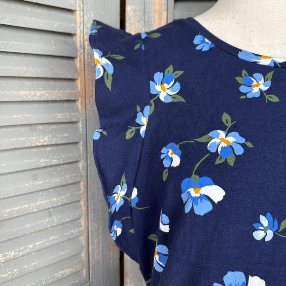 Old Navy Flutter Sleeve Blue Floral Bodycon Dress Sz XL NWOT - Picture 3 of 12